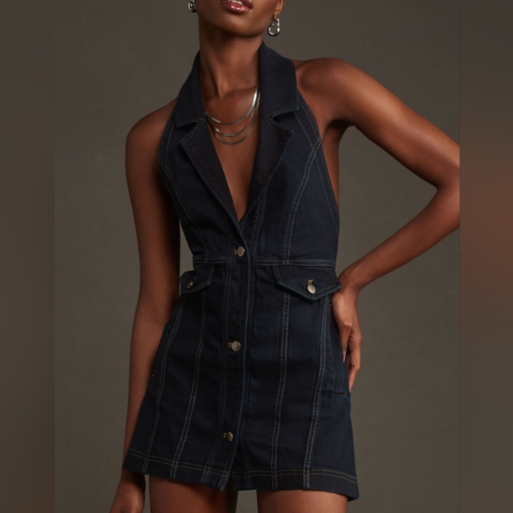 Pilcro Longline Denim Halter Vest